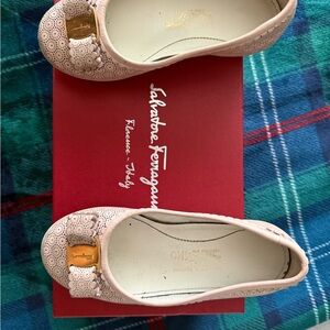 Salvatore Ferragamo Blush Pink Flats with Gold Accents